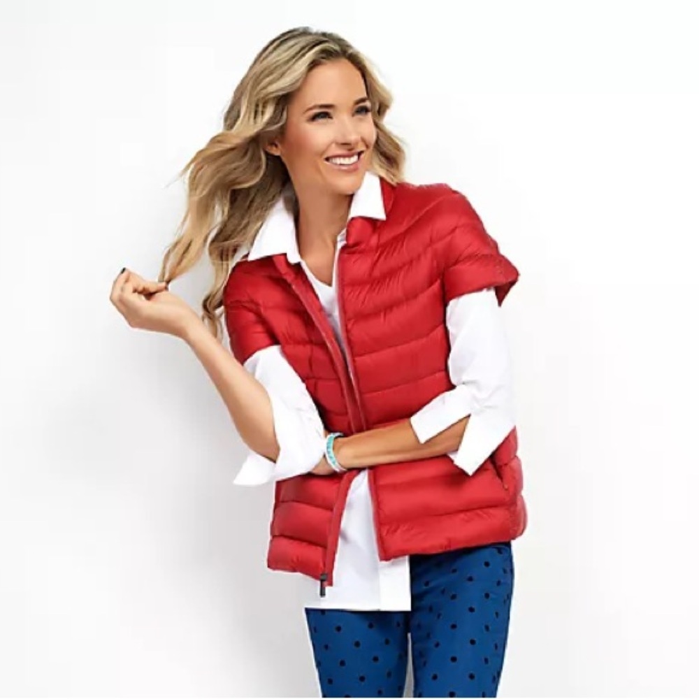 Martha Stewart QUILTED down puffer vest jacket with short sleeves NWOT XL